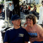 Street Painting Festival 1999, Ron and I take a break.
